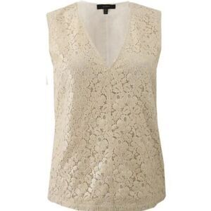 BELSTAFF Parchment Tan Genevieve Lace Top S NEW